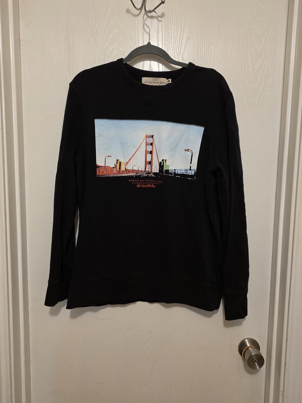 H&M Black Crewneck Sweater with Golden Gate Graphic